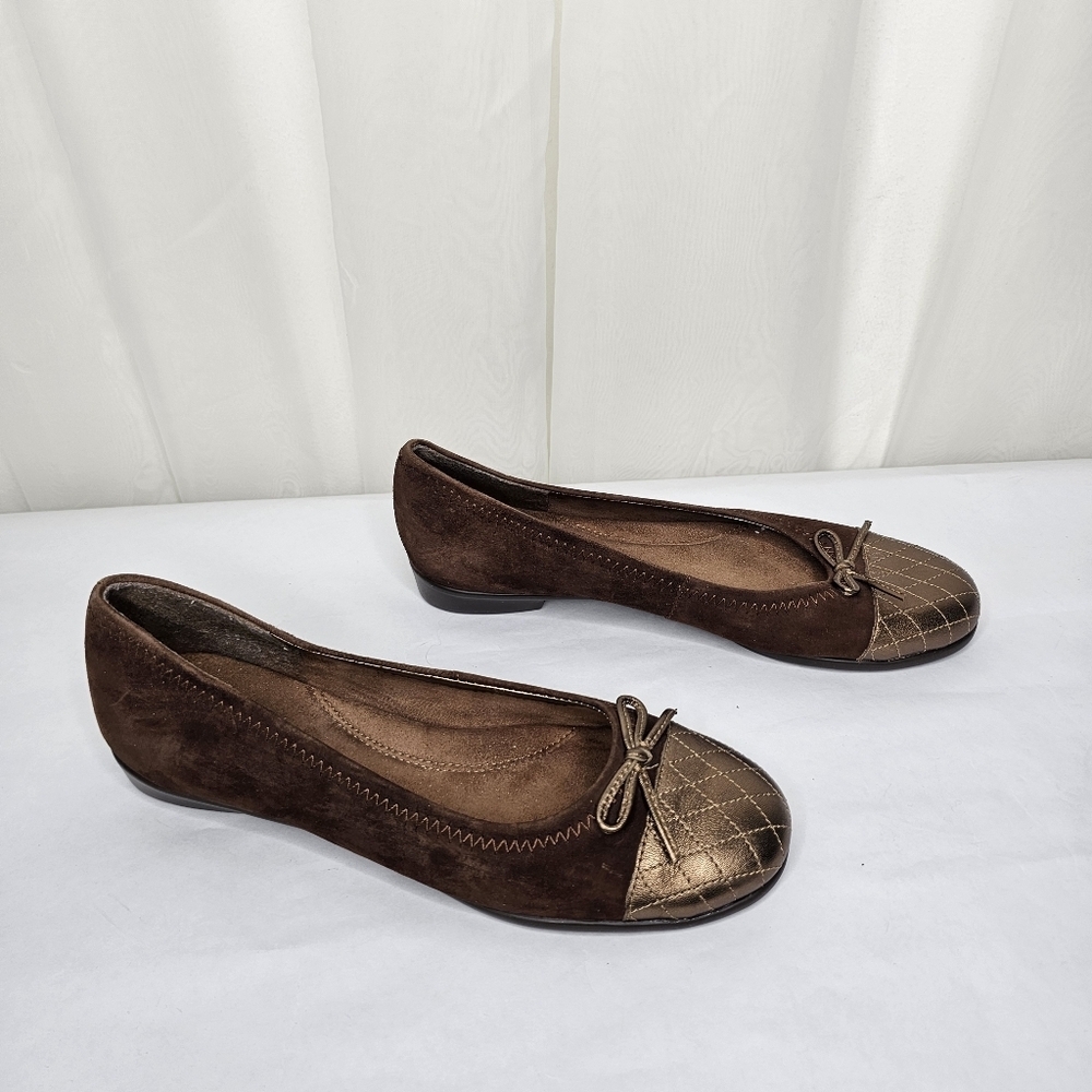 Aerosoles Beckon Brown Suede Bronze Flats Size 7.5 - Picture 2 of 9